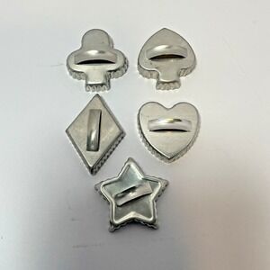 Vintage Cookie Cutters Playing Card Shapes Heart, Spade, Diamond, Club & a Star